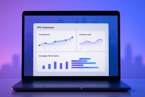 Google Ads performance dashboard for a Charlotte business showing conversions and cost per lead